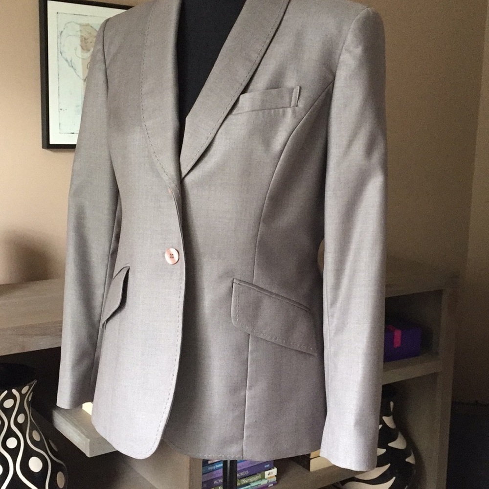 Kasper Jacket Blazer Women Size 6P Taupe Tailored Detailed Stitching - Picture 6 of 15